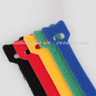 Velcro, dây dán dính 2 mặt, dây buộc gọn dây điện dây cáp có lỗ xỏ nhiều màu