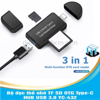 Bộ đọc thẻ nhớ TF SD Type-C - HUB USB 3.0 YC-432
