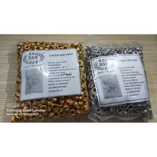 Khoen ore 5mm Khuy mắt cáo đóng bạt, bấm túi giấy Bằng sắt xi màu bạc / màu vàng Túi 1000 cái / Túi 1kg (không long đền)