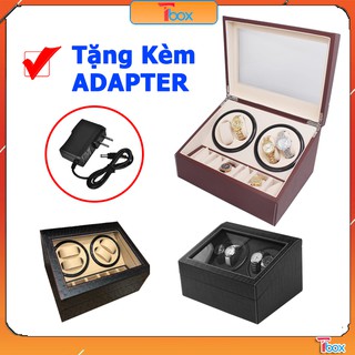 Hộp đựng đồng hồ cơ xoay tự động Tbox, nhiều mẫu hộp xoay đồng hồ cơ 4 xoay 6 bay  bọc da sang trọng mặt trên kính