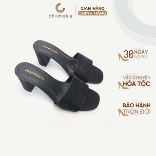 Guốc Nữ Cao Gót CHIMOKA Gót Vuông 5 Phân Quai Ngang Bản To Bóng Thời Trang Công Sở Cao Cấp 4317