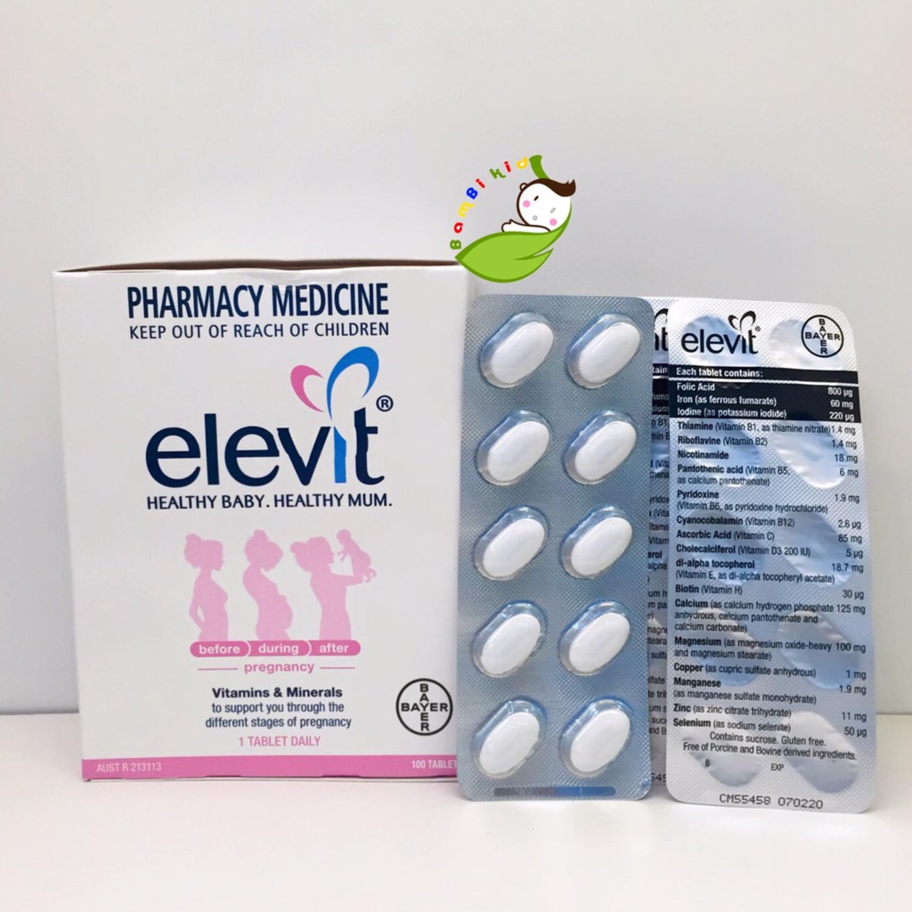 Elevit lẻ 1 vỉ 10 viên