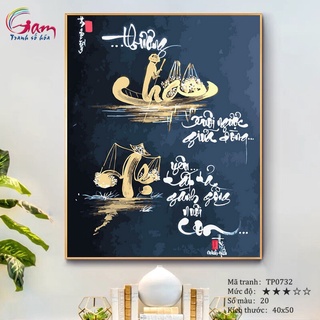 Tranh tự tô màu số hóa Gam thư pháp Việt Cha mẹ mã TP0732