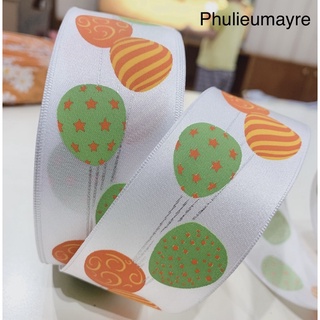 Ruy băng lụa hoạ tiết chùm bóng bay 4cm (ribbon)