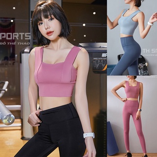Bộ tập gym yoga earobic cho nữ - Đồ tập gym gym nữ có lót ngực chống sốc khi tập luyện TH Sports