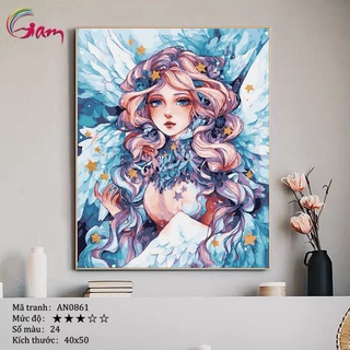 Tranh tô màu theo số AN0861 Tranh sơn dầu số hóa của Margaret Morales - Cô gái thiên thần