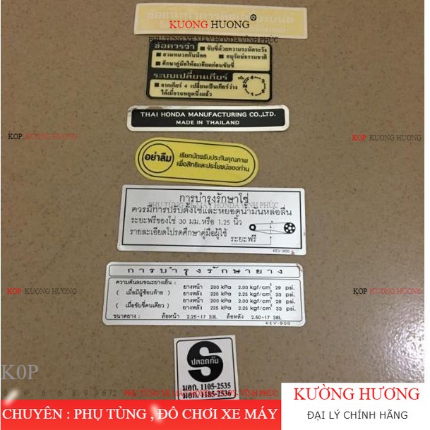 Trọn Bộ Tem thông số dream thái Zin (Chính Hãng Honda Xịn 7 Mảnh)
