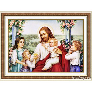 Tranh Đính Đá GIA ĐÌNH CHÚA (ĐÁ ABC CAO CẤP). Kích Thước: 75cm x 53cm