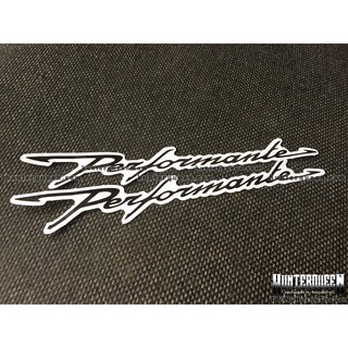 Cặp chữ Performante đen viền trắng. Sticker hình dán chống nước. Tem dán xe máy, vali, nón bảo hiểm, điện thoại, laptop