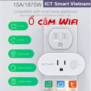 ( Xả kho) Ổ Cắm WIFI Thông Minh chuẩn Mỹ 16A/15A 220V SMART LIFE đo công suất tiêu thụ Điều Khiển Từ Xa Không Dây