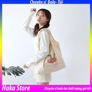 SỈ Túi tote vải bố đựng đồ canvas hình trái sơ ri hót nhất