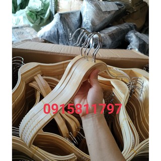 Móc treo quần áo - combo 20 chiếc móc gỗ tre vai đệm bằng silicon hàng loại 1, kích thước 38cm, đầu móc xoay 360 độ