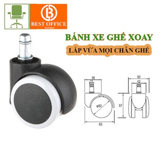Bánh xe ghế xoay màu ĐEN TRẮNG - Ghế Hòa Phát - Ghế Xuân Hòa - Ghế Game - Xoay 360 độ
