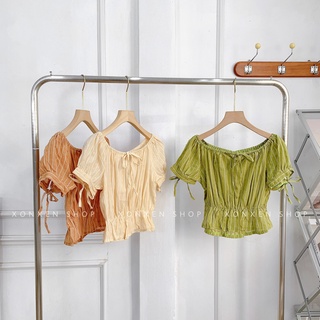 ÁO TRỄ VAI NỮ áo bệt vai sọc kẻ chun eo thời trang XONXEN SHOP freesize mã 3035