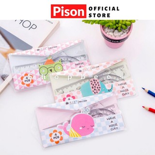 Túi thước kẻ 4 món Pison dùng cho học sinh - SP0306 - 01 bộ