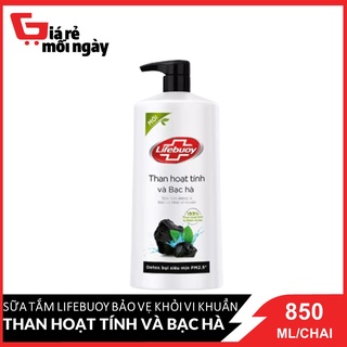 Sữa tắm Lifebuoy Bảo Vệ Khỏi Vi Khuẩn Than Hoạt Tính Và Bạc Hà (Đen) Chai 850ml
