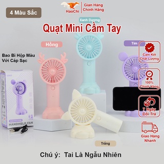 Quạt Mini Cầm Tay Để Bàn Tích Điện Để Bàn Làm Việc Văn Phòng Cute Giá Rẻ Sạc USB Haochi