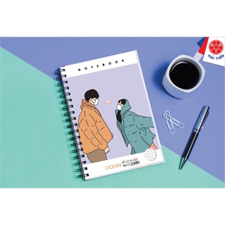 HẢI TIẾN Sổ lò xo bìa bồi cao cấp Ocean - A5, B5 - Dòng kẻ caro 5x5mm