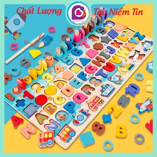 Đồ chơi câu cá gỗ cho bé kèm bảng ghép hình chữ cái