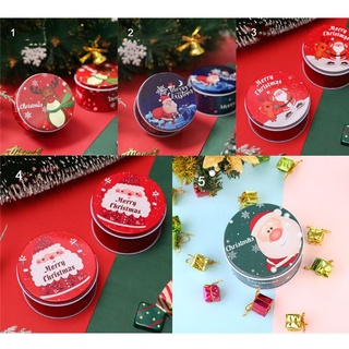 [5 mẫu] Hộp thiếc tròn phong cách Giáng Sinh/Noel 7.5*4.5cm - 9293store - 9293nguyenlieu