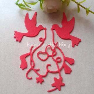 2 hình đôi chim bằng xốp 9 X 7.2cm_ Hình trang trí thiệp valentine, 3D, planner tập sổ giấy, bookmark, scrapbook