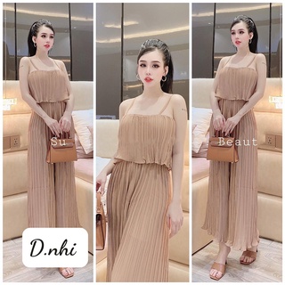 Jumpsuit Áo 2 Dây Quần Dài Ống Suông Dập Li JS4544