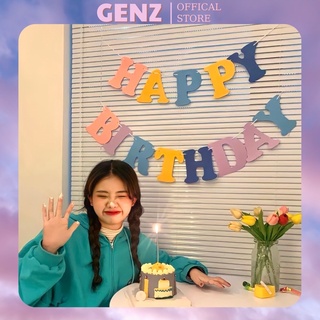 Dây chữ Happy Birthday vải dạ phong cách Hàn Quốc