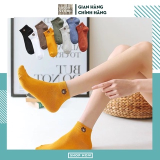 Combo 10 đôi tất gấu cổ ngắn họa tiết Brown tặng kèm túi đựng - TG10