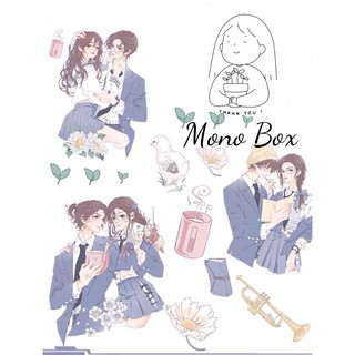 [Chiết] Washi tape 35x7.8cm băng keo washi băng keo dán trang trí chủ đề nhân vật học đường Mono_box 01113