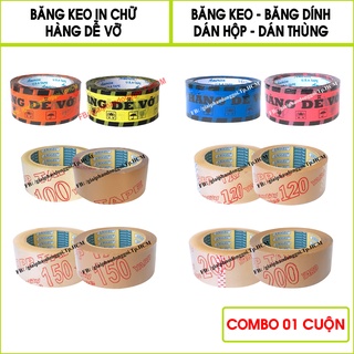 Băng keo HÀNG DỄ VỠ siêu dính, Dày 50 Mic, Bản 4F8, Băng keo dán thùng, dán hộp giá rẽ, InbaobiHCM
