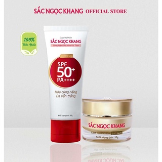 Combo dưỡng da ngày và đêm với kem dưỡng da ban đêm Sắc Ngọc Khang 10g + Kem chống nắng Sắc Ngọc Khang SPF 50 PA++++