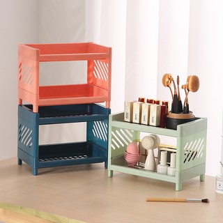 (Nhiều màu) Kệ nhựa mini 2 tầng đựng đồ đa năng 2 tầng để nhà tắm, bàn trang điểm, bàn học