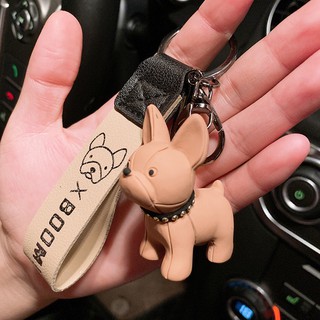 Móc khóa hình chú chó bulldog dễ thương, móc chìa khoá keychain cún dog nhiều màu