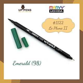 Bút lông đầu cọ viết calligraphy Marvy Le Plume II Double-Sided Watercolor Marker - Màu xanh lá đậm (Emerald - 98)