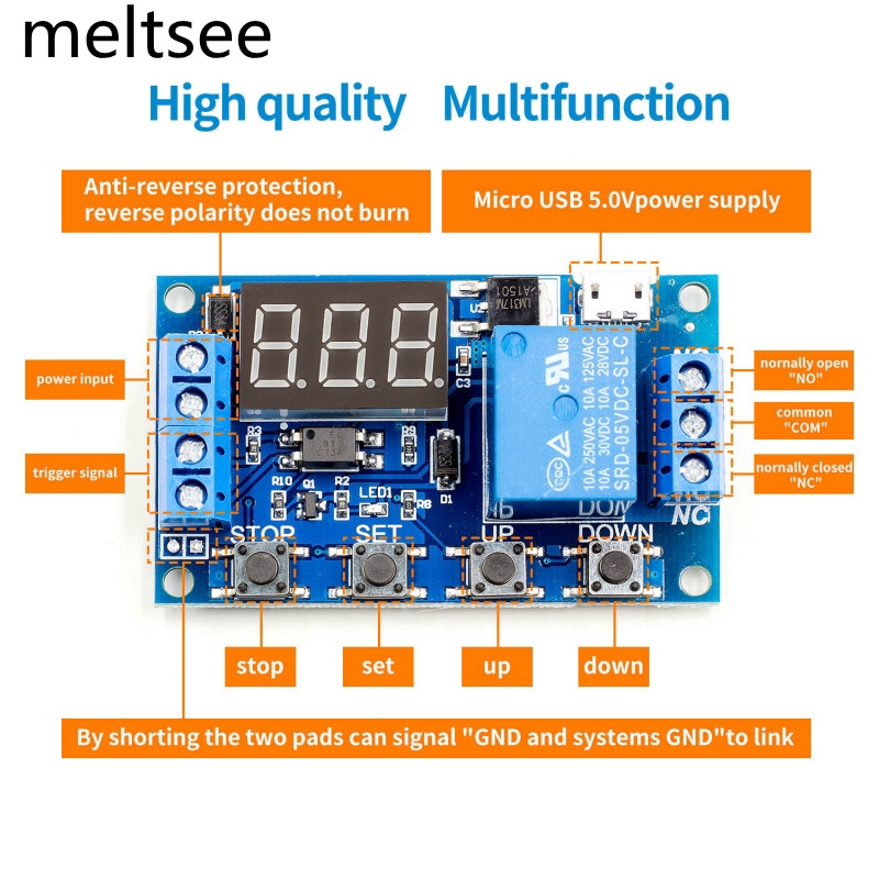 Module relay thời gian DC 6-30V LED Light Digital Time Delay Relay Trigger Cycle Timer Switch Circuit Board Timing Control Module