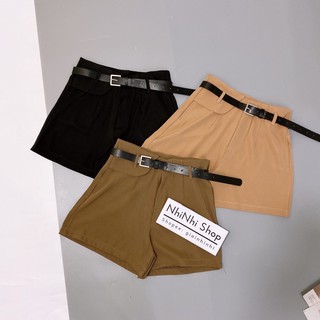 Xả hàng - Quần short vải kèm đai, Quần đùi nữ cạp cao QS199 - NhiNhi Shop