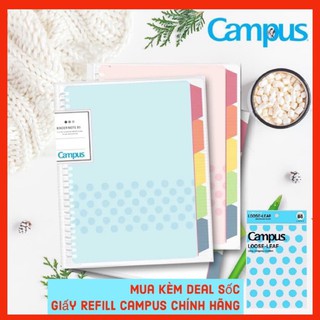 Sổ còng nhựa Campus B5 26 lỗ , 100 trang giấy kẻ ngang có chấm và 5 tab màu Binder Note J60