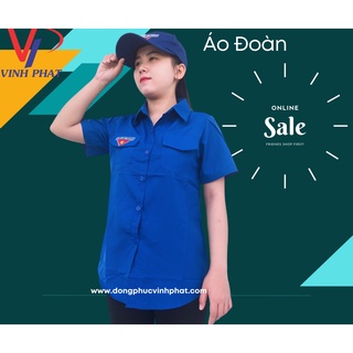 Áo Sơ Mi Đoàn Thanh Niên Nữ Tay Ngắn Logo Thêu chất đẹp - VĨNH PHÁT
