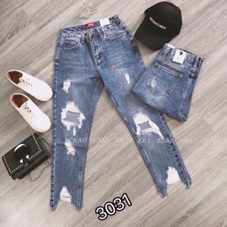 [Tặng Dép Bông] Quần Jeans 3031 Rách Trước Sau