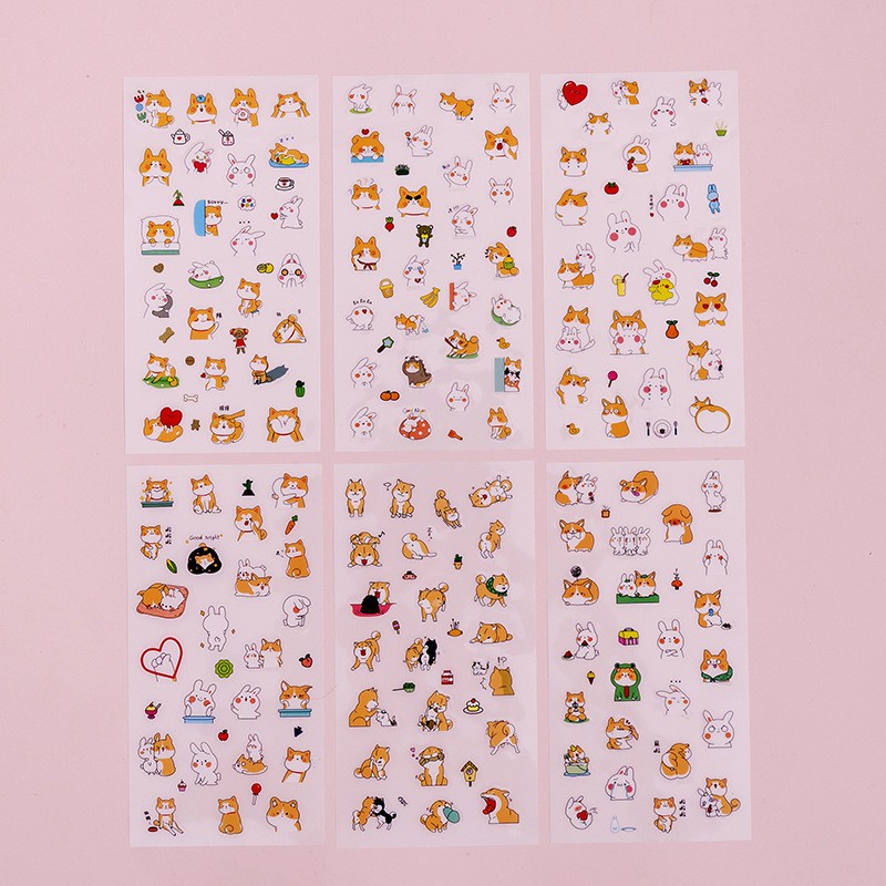 6 tờ sticker chó cưng dễ thương