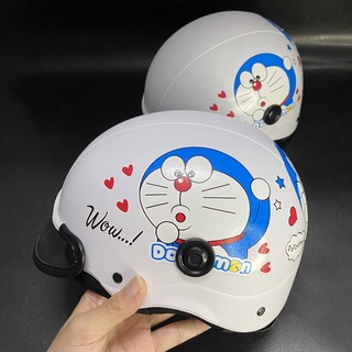 Nón Bảo Hiểm Trắng Nhám Dán 2 Sticker Doraemon Phụ Kiện Đa Dạng Cute Tha Hồ Lựa Chọn Cute Cat