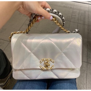 Túi xách nữ đeo chéo đeo vai C19 da mịn ánh nhũ khoá da phối xích da trám to fullbox nam châm
