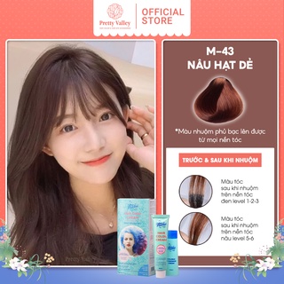 Thuốc nhuộm tóc màu nâu hạt dẻ MOLOKAI, thuốc nhuộm tóc phủ bạc chứa collagen tảo biển siêu dưỡng - Pretty Valley St