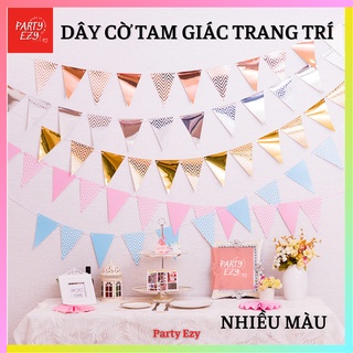 DÂY CỜ TAM GIÁC TRANG TRÍ ÁNH KIM (12 LÁ CỜ+CUỘN RUY BĂNG NHỎ), PHỤ KIỆN TRANG TRÍ TIỆC