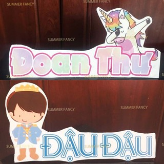 Bảng tên 21- 29cm để bàn cho bé khổ A4 theo chủ đề sinh nhật  happy birthday party name tag