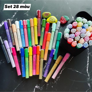 Bút Acrylic vẽ trên mọi chất liệu (vẽ vải, vẽ giày, vẽ đá, vẽ kính, vẽ chậu)  8/12/24/28 màu