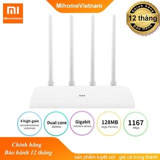 Xiaomi AC 1200Mbps DualBộ Phát Wifi Xiaomi Router Gen 4A - ROUTER XIAOMI MIWIFI 4A - BỘ THU PHÁT WIFI XIAOMI ROUTER 4Aba