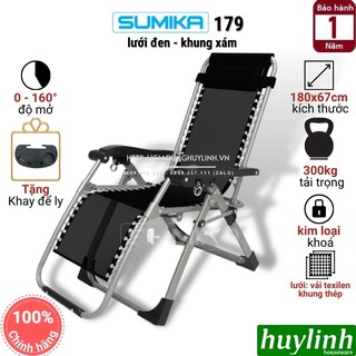 Ghế xếp gấp thư giãn Sumika 179 - Tặng khay để ly - Tải trọng 300kg - Khoá kim loại cao cấp