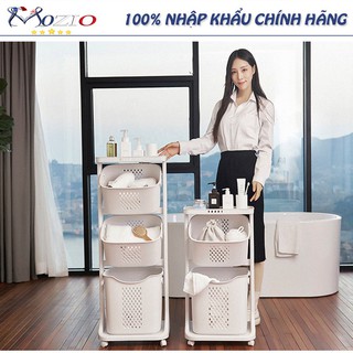 Kệ nhựa đa năng Pastic 3 tầng đựng đồ cho bé, đồ nhà tắm có thể tháo rời, 4 bánh xe quay 360 độ