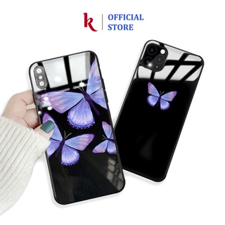Ốp lưng iphone kính cao cấp bướm tím case 14plus 14 pro max 13 12 promax 11 mini 6 6s 7 8 plus x xr xs Se